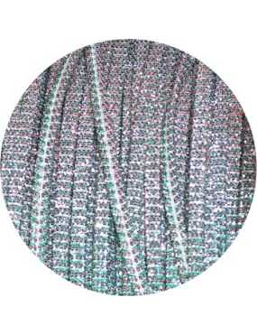 Lacet fantaisie plat 3mm irisé couleur argent et vert