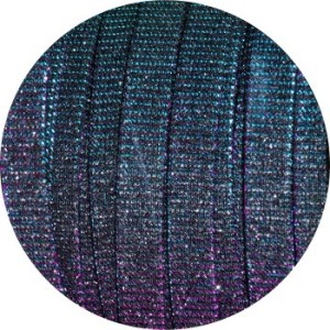 Lacet fantaisie plat 10mm irisé couleur bleu vert rose