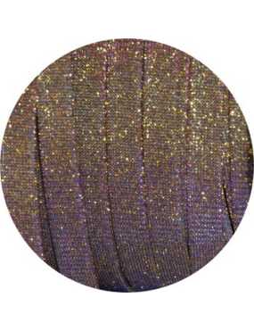 Lacet fantaisie plat 10mm irisé couleur marron or rose