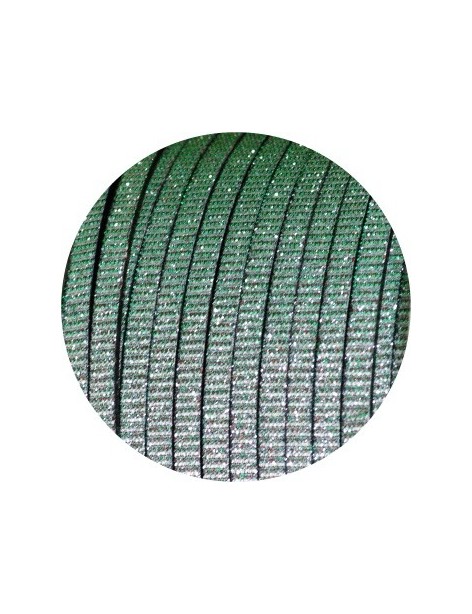 Cuir plat de 5mm irisé couleur argent et vert