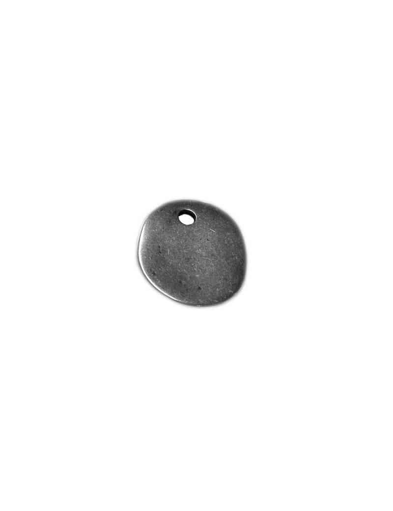 Breloque presque ronde  lisse placage argent de 25mm