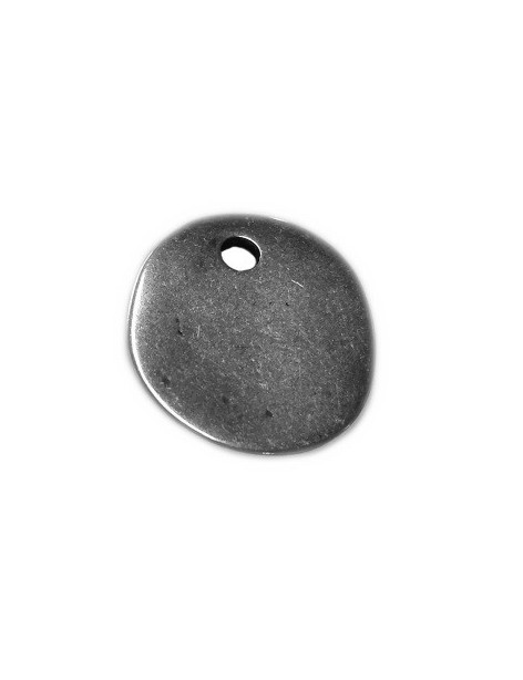 Breloque presque ronde  lisse placage argent de 25mm