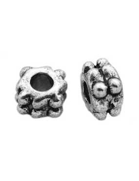Lot de 10 perles cubiques a picots en metal couleur argent tibetain-4.2mm