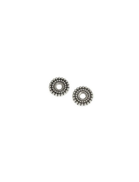 Pochette de 10 perles plates picots argent tibetain-10mm