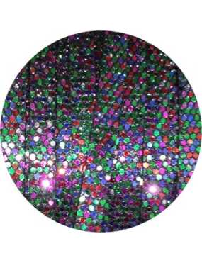 Cordon de cuir plat paillettes 6mm disco multicolore vendu au mètre
