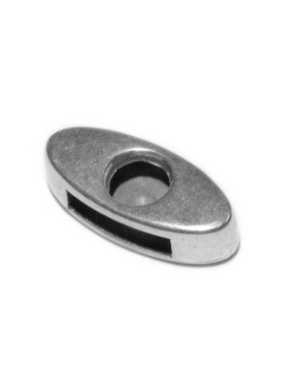 Passant ovale en métal placage argent pour cuir plat de 10mm