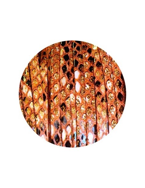 Lacet fantaisie plat remplié de 5mm serpent couleur orange
