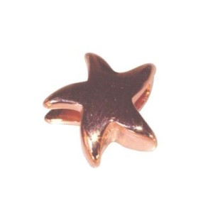 Passant étoile double face couleur rose gold pour cuir plat de 5mm