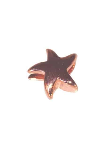 Passant étoile double face couleur rose gold pour cuir plat de 5mm