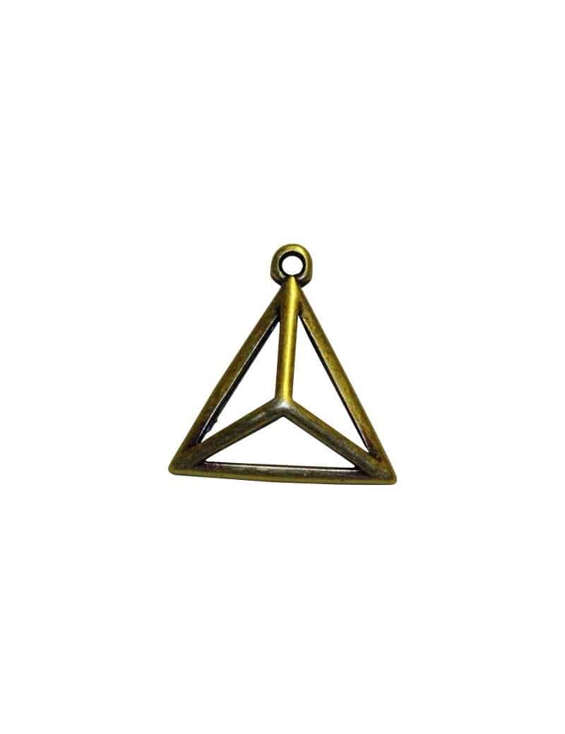 Pampille pyramide ajourée placage bronze de 17mm