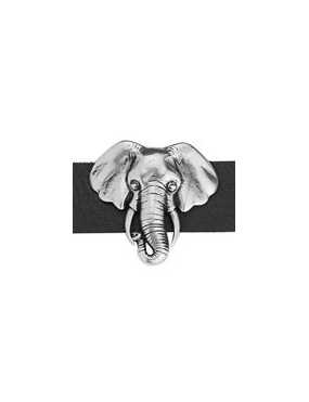 Passant tete d'éléphant placage argent pour cuir plat de 20mm