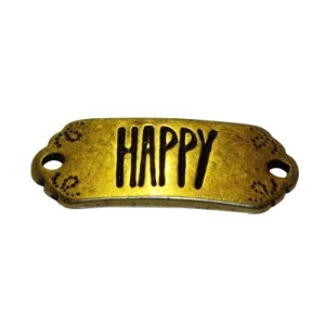 Plaque bronze message Happy pour vos bracelets en cuir