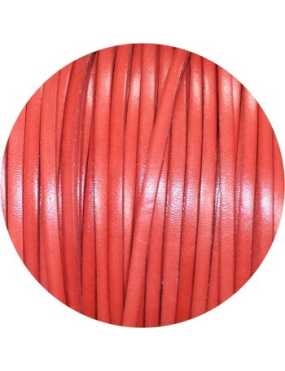 Cordon de cuir plat 5mm rouge corail-vente au cm
