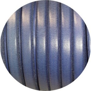 Cordon de gros cuir 10mm x 6mm couleur bleu gris-vente au cm