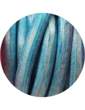 Cordon de gros cuir bleu marbre-vente au cm
