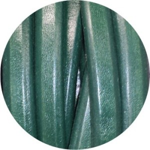 Cordon de gros cuir 10mm x 6mm de couleur verte-vente au cm