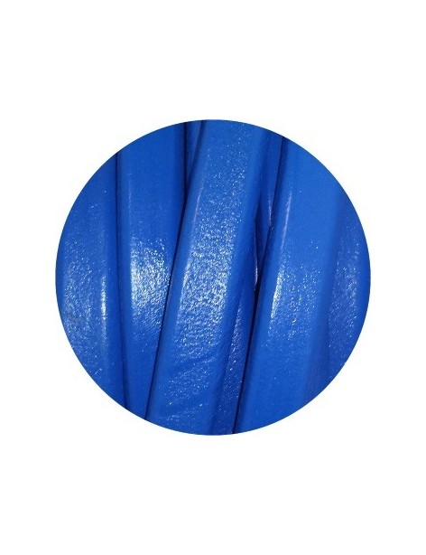 Cordon de gros cuir 10mm x 6mm de couleur bleu roy-vente au cm