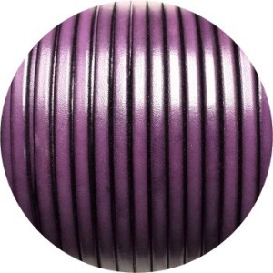 Cordon de cuir plat 5mm violet vendu au metre