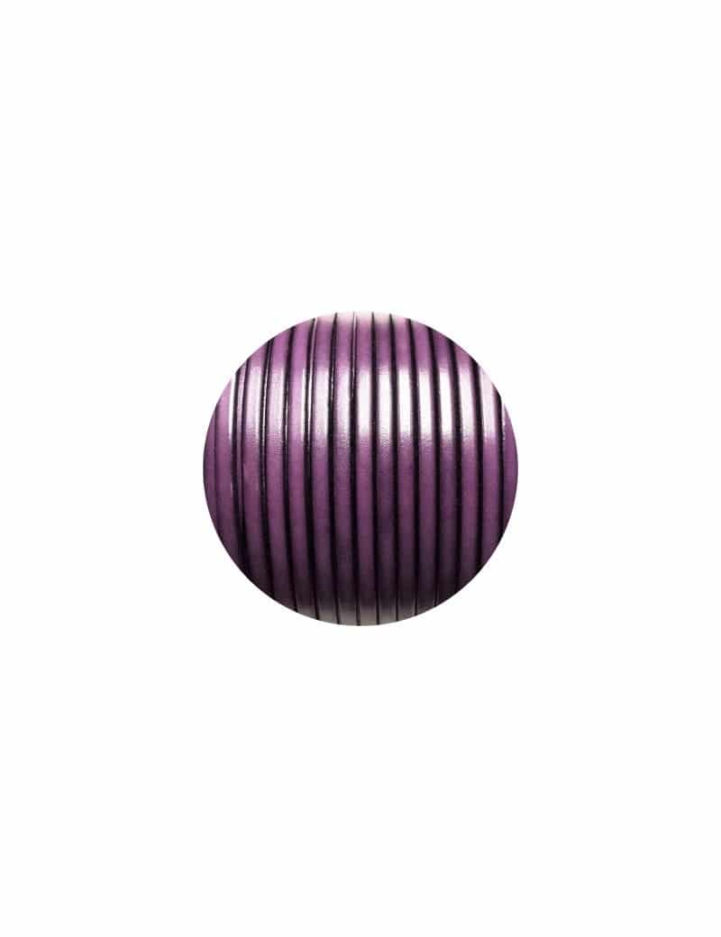 Cordon de cuir plat 5mm violet vendu au metre