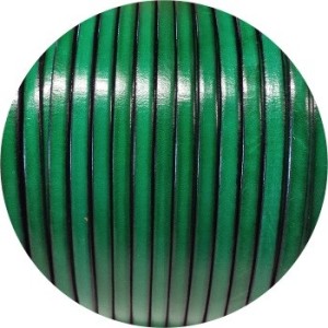 Cordon de cuir plat 5mm vert forêt vendu au metre