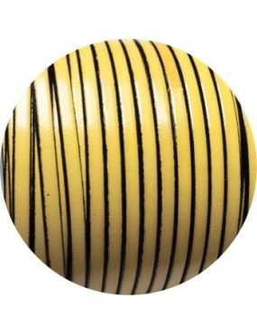 Cordon de cuir plat 5mm x 2mm de couleur jaune vendu au cm