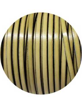 Cordon de cuir plat 5mm jaune pâle vendu au metre