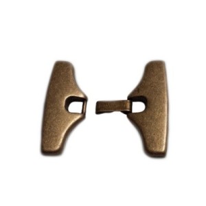 Fermoir clip lisse plat couleur bronze pour cuir de 40mm