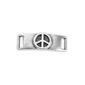 Plaque rectangle courbée avec symbole peace pour bracelet