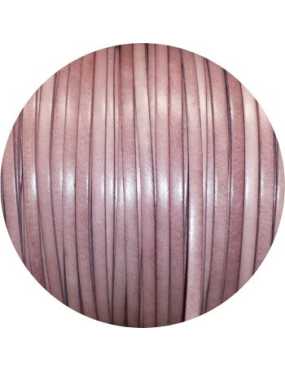 Cordon de cuir plat 5mm couleur vieux rose pastel-vente au cm