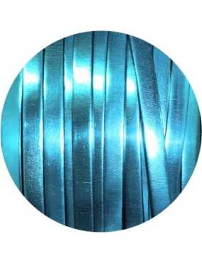 Cordon de cuir plat 5mm miroir couleur menthe-vente au cm