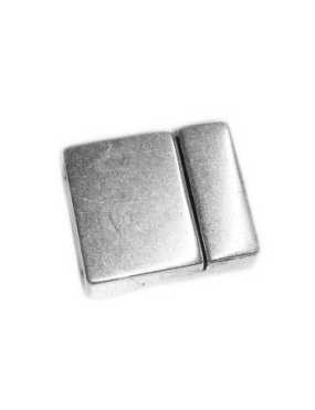 Fermoir aimanté lisse placage argent pour cuir plat de 13mm