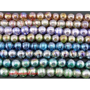 Poche de 10 perles en verre feuilles d?argent-10mm-Mix