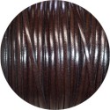 Cordon de cuir plat 3mm de couleur marron soutenu-vente au cm
