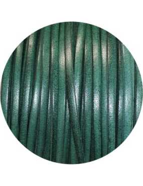 Cordon de cuir plat 3mm de couleur jade foncé-vente au cm