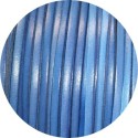 Cordon de cuir plat 3mm de couleur bleu indigo-vente au cm