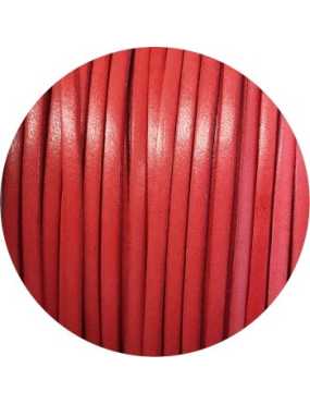 Cordon de cuir plat 3mm de couleur rose corail-vente au cm