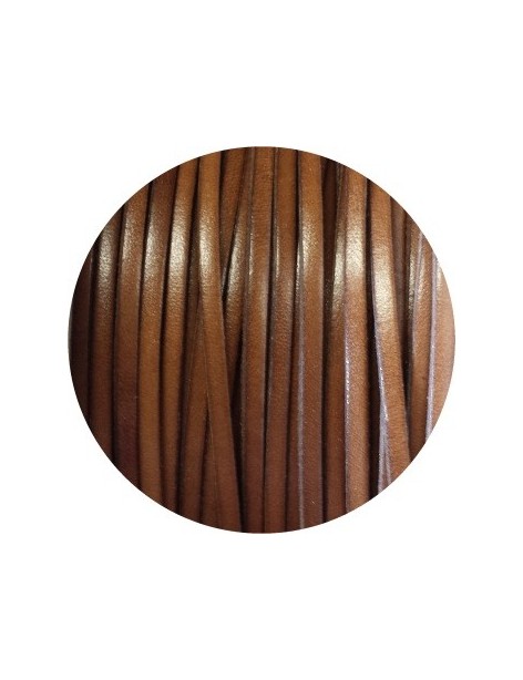 Cordon de cuir plat 3mm de couleur marron clair-vente au cm