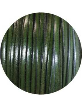 Cordon de cuir plat 3mm de couleur vert militaire-vente au cm