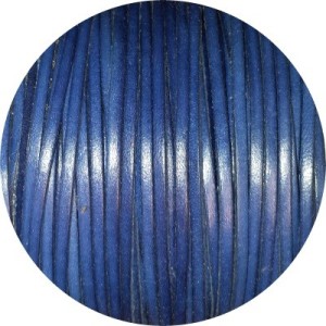 Cordon de cuir plat 3mm bleu nuit-vente au cm