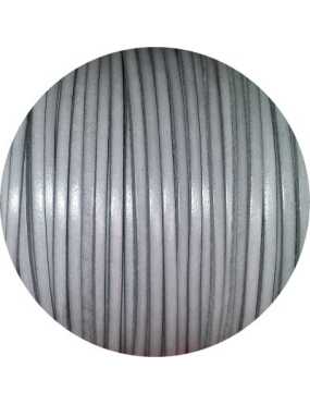 Cordon de cuir plat 3mm gris clair-vente au cm