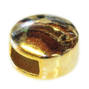 Perle passant lentille couleur or pour cuir plat de 5mm
