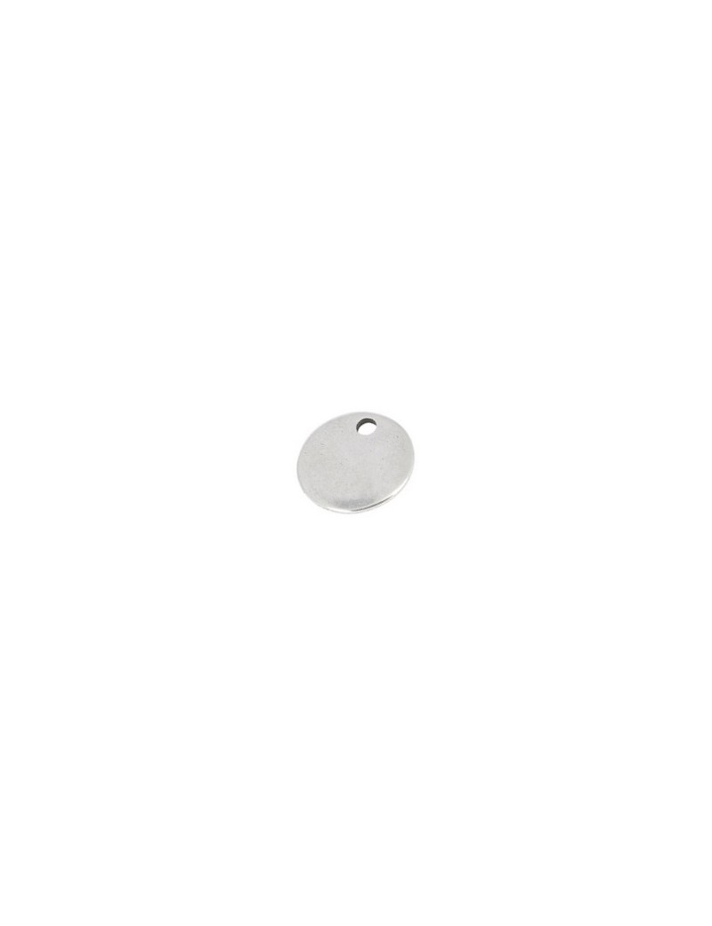 Breloque ronde lisse placage argent de 20mm