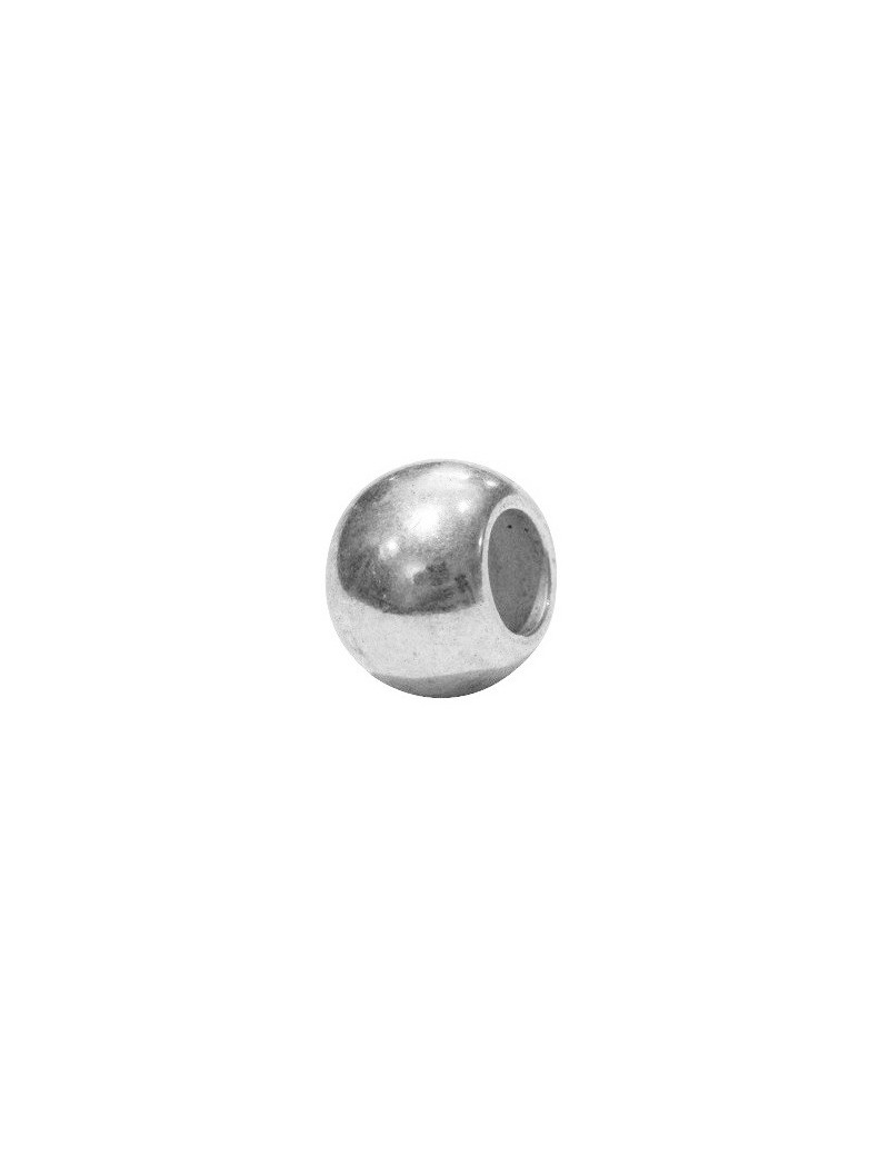 Grosse perle ronde lisse aplatie de 20mm placage argent