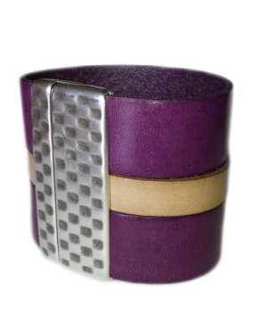 Bracelet simple tour en kit de 50mm de large, prune beige