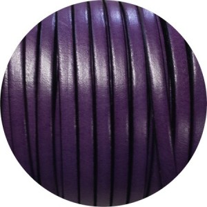 Cordon de cuir plat 5mm violet soutenu vendu à la coupe au cm