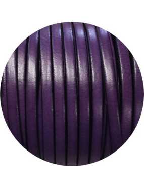 Cordon de cuir plat 5mm lisse violet vendu au mètre
