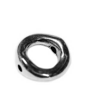 Perle anneau rond lisse percé de 17mm en metal placage argent