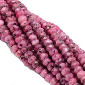 Poche de 25 perles à facettes en jade de 4mm rose foncé