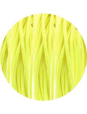 Cordon de cuir rond jaune fluo-2mm-Espagne
