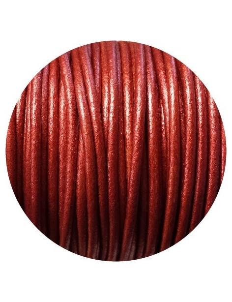 Cordon de cuir rond cuivre rouge-2mm-Espagne